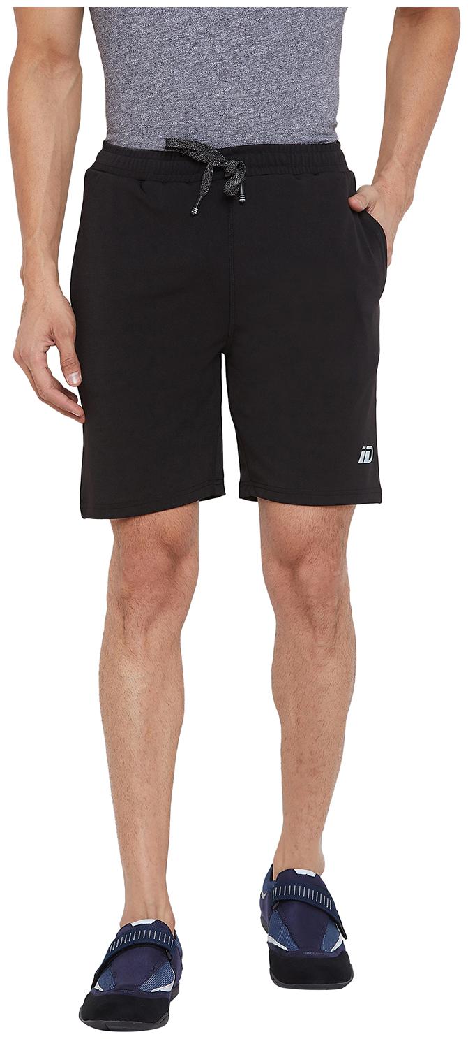 

Id Polyester Solid Black Sports Shorts Men
