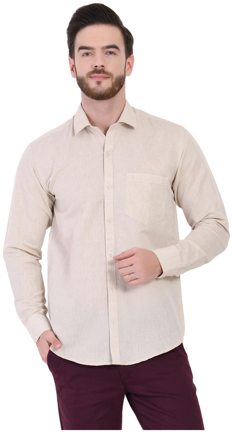 

Ignu Men Beige Solid Slim Fit Casual Shirt