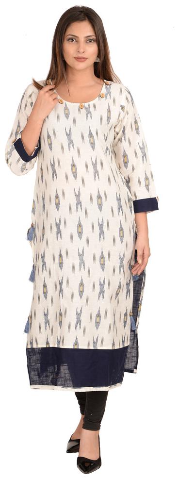 

Fab Attire Women Beige Printed Straight Kurti