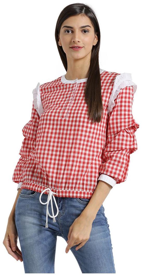 

Texco Women Checked Regular top - Red