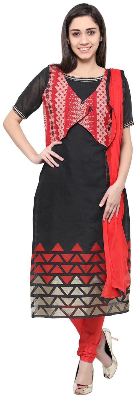 

Inddus Black Unstitched Kurta fabric With dupatta Dress Material