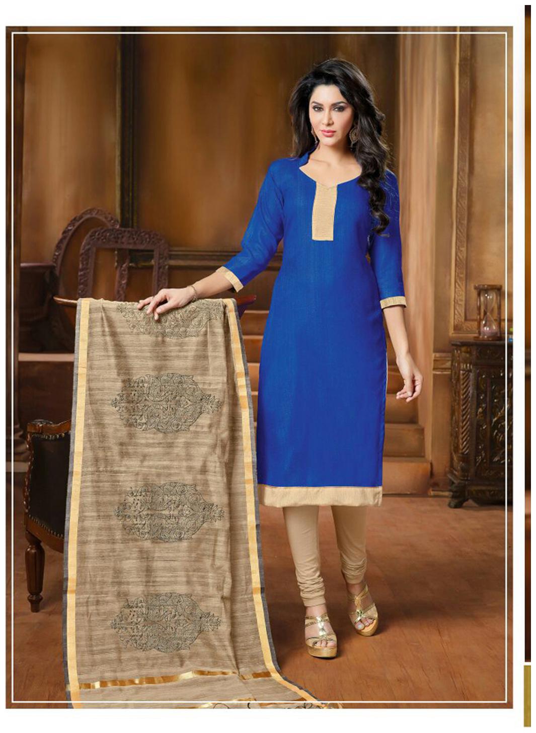 

Inddus Blue Silk Dress Material