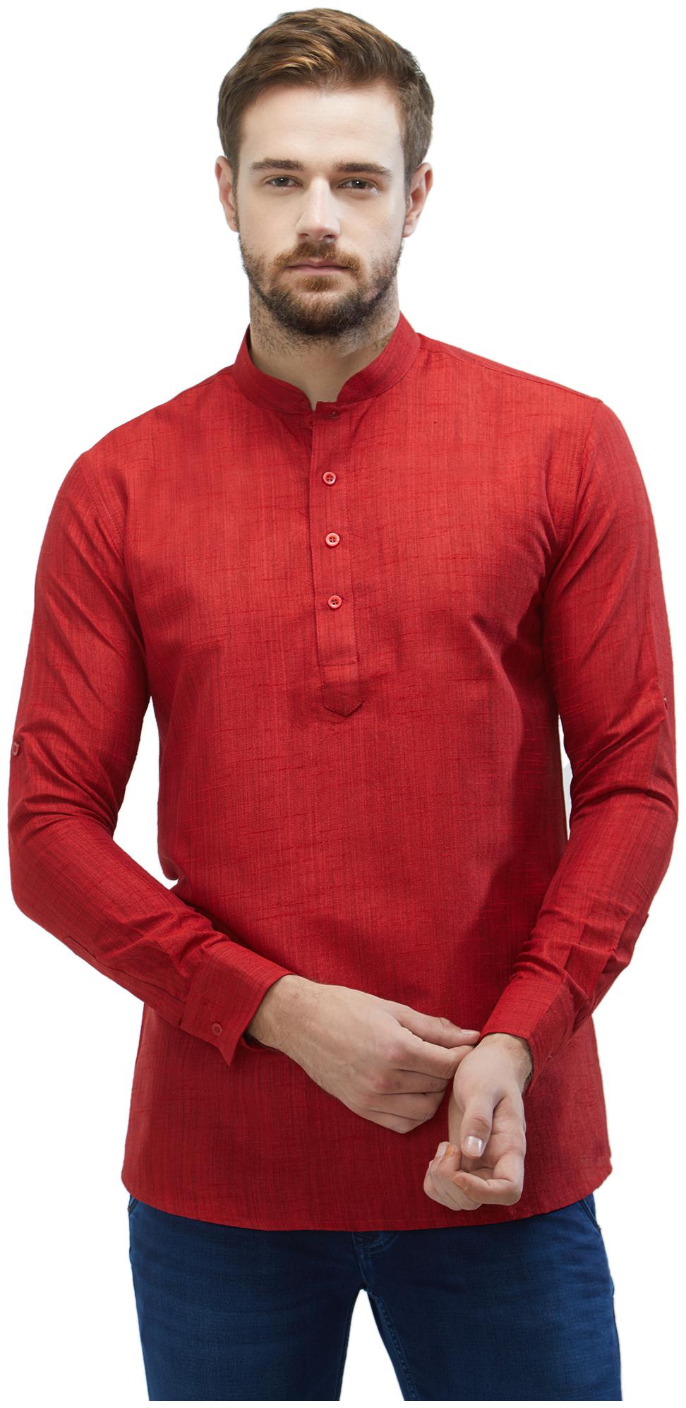 

indian ATTIRE Men Red Regular Fit Kurta