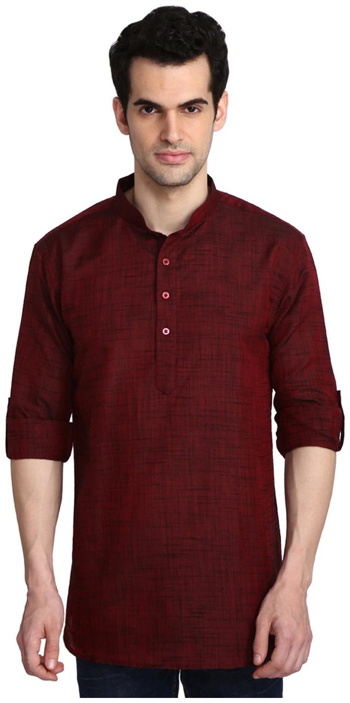 

indian ATTIRE Men Maroon Regular Fit Kurta