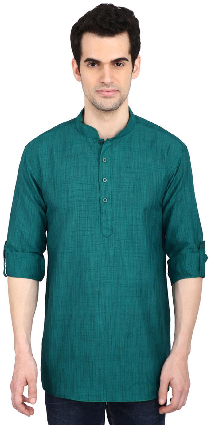 

indian ATTIRE Men Turquoise Regular Fit Kurta