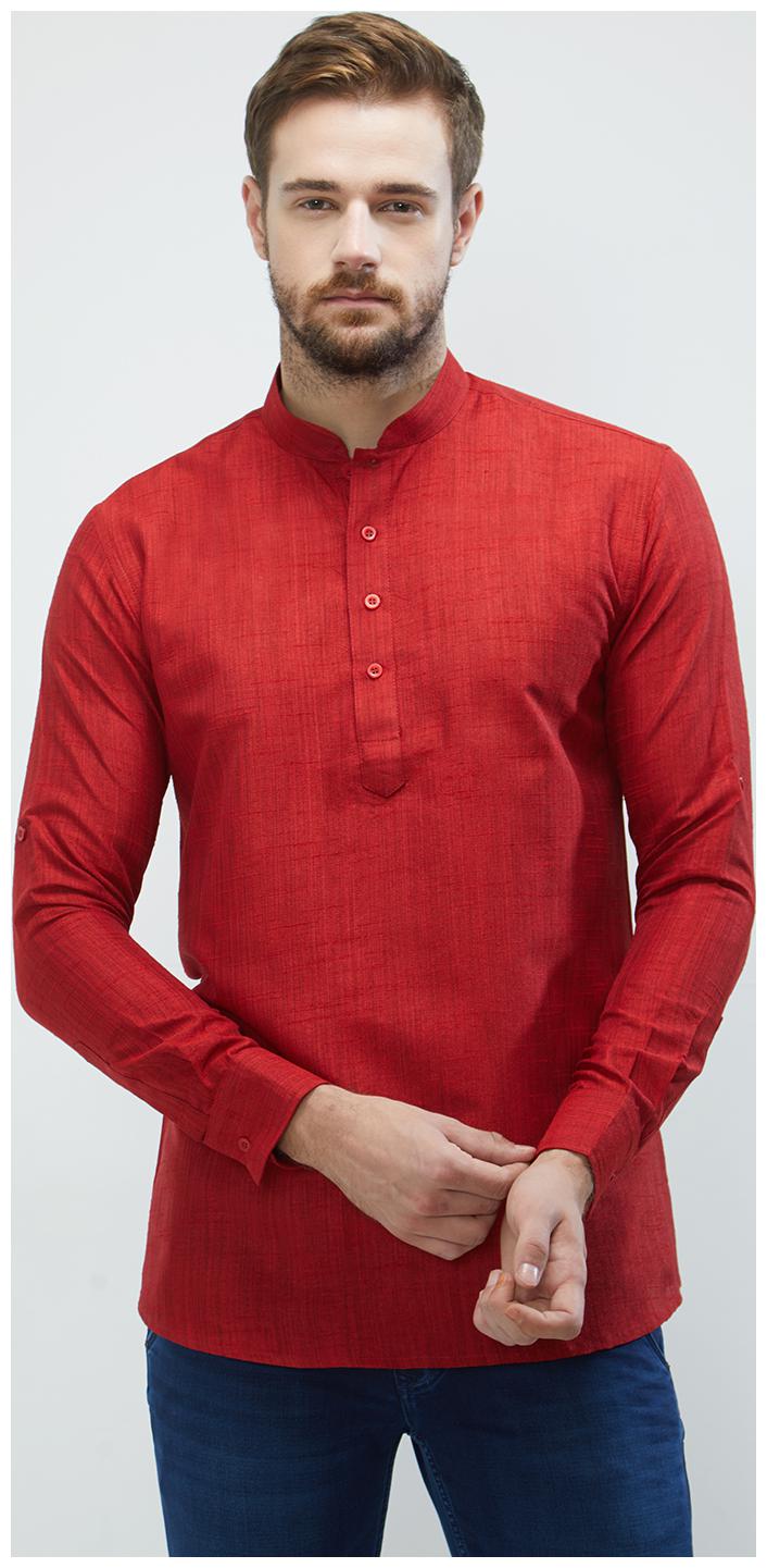 

indian ATTIRE Men Red Regular Fit Kurta