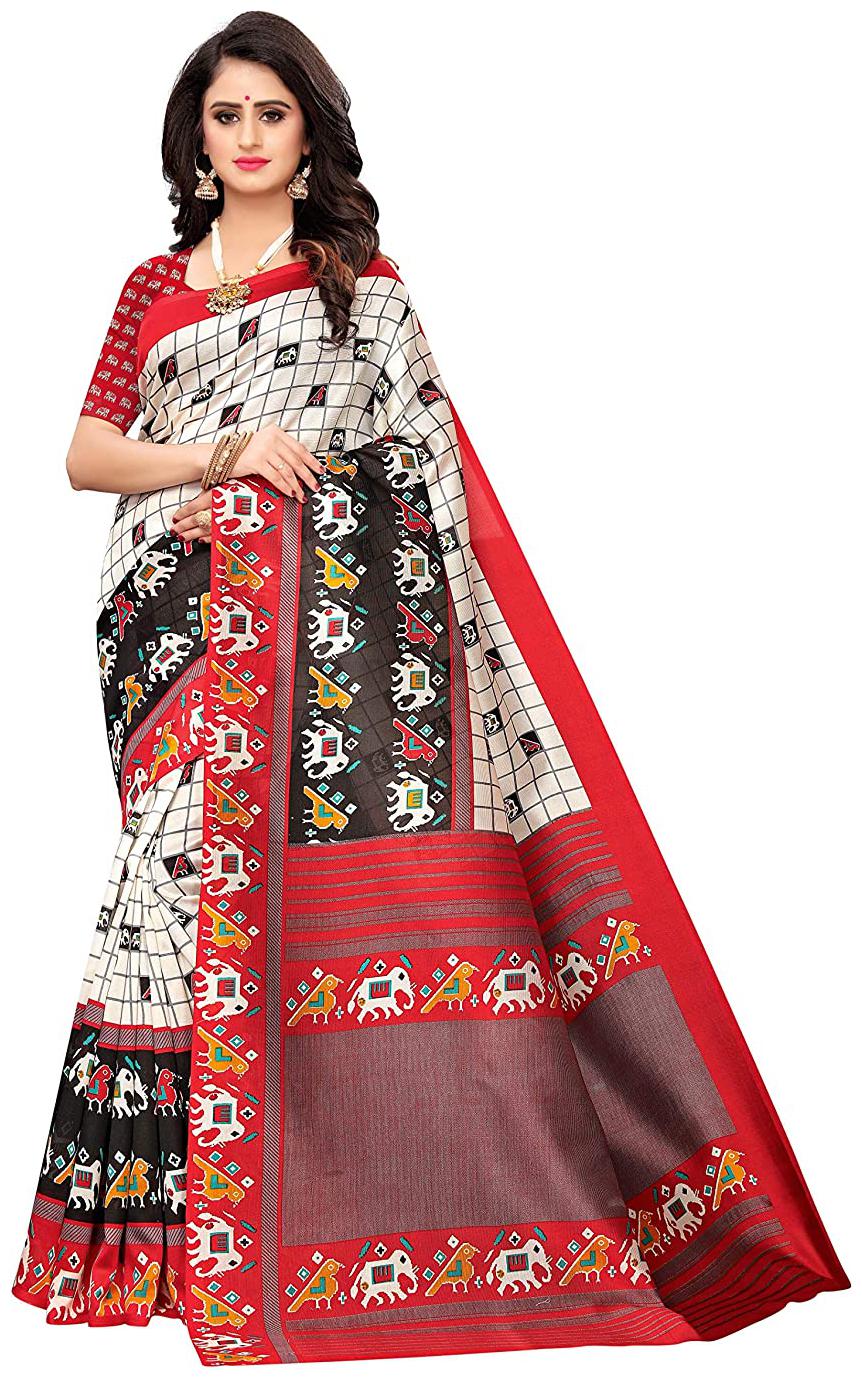 

Indian Beauty Women Silk Checkered Saree Multi