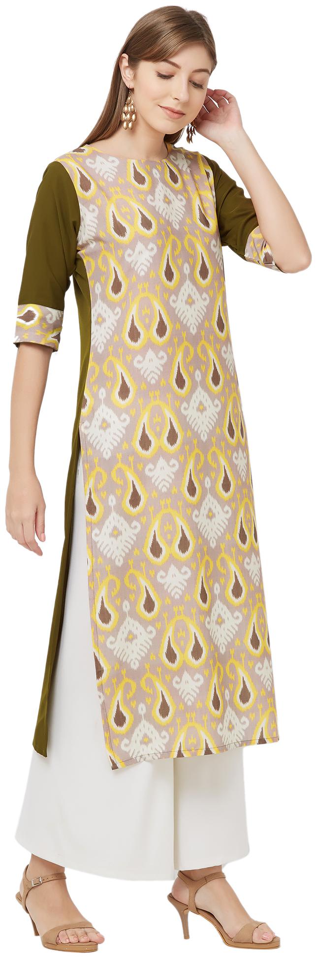 

Indian Beauty Women Crepe A Line Kurti -Green