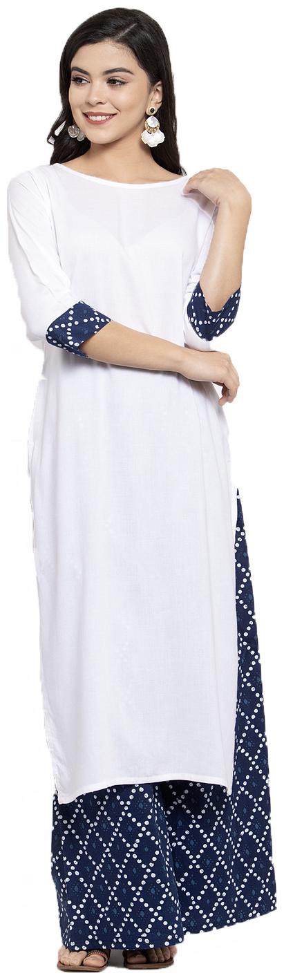 

Indian Beauty Women White Solid Regular Kurti