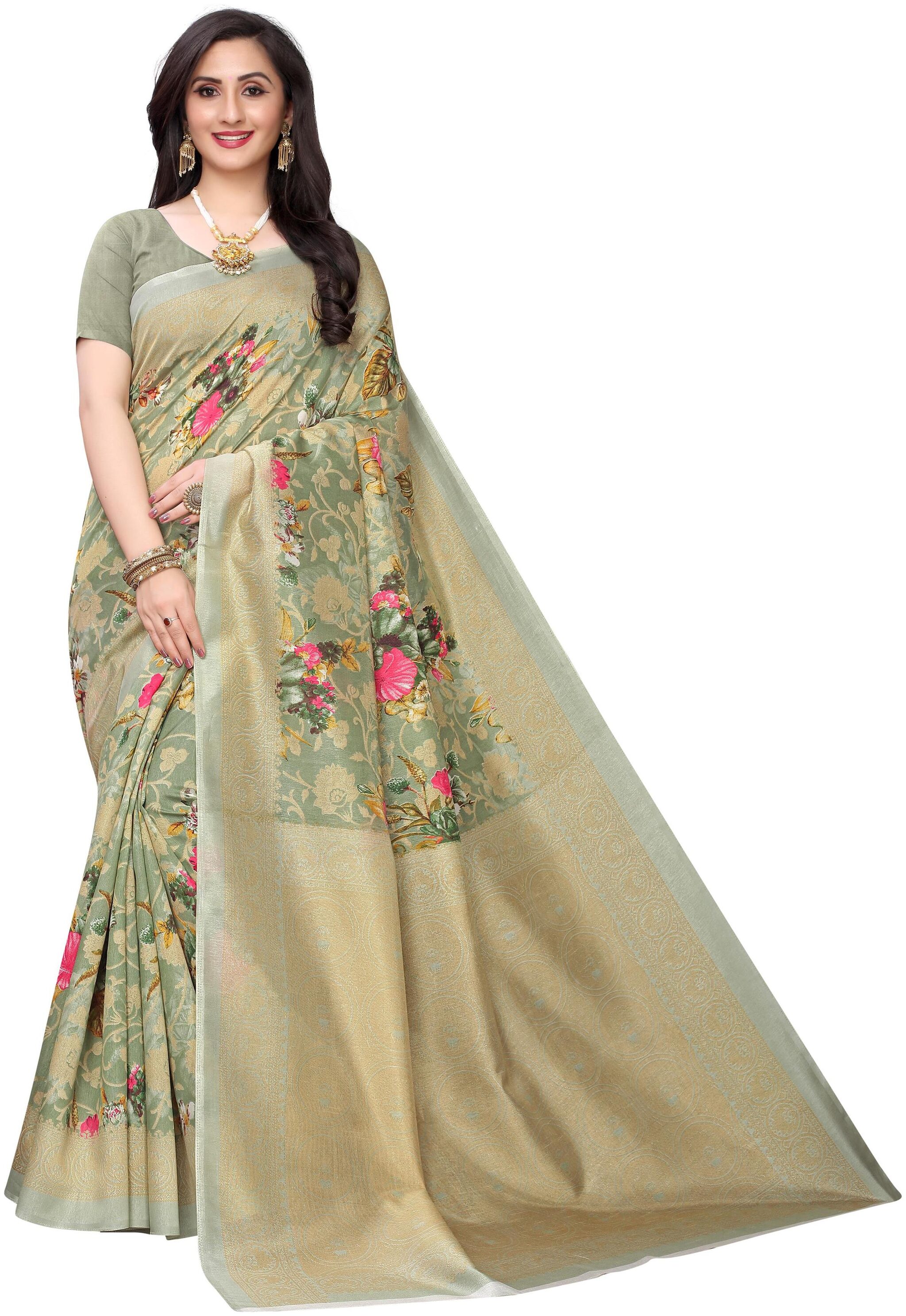 

Indian Beauty Floral Silk Multi Designer Saree For Women