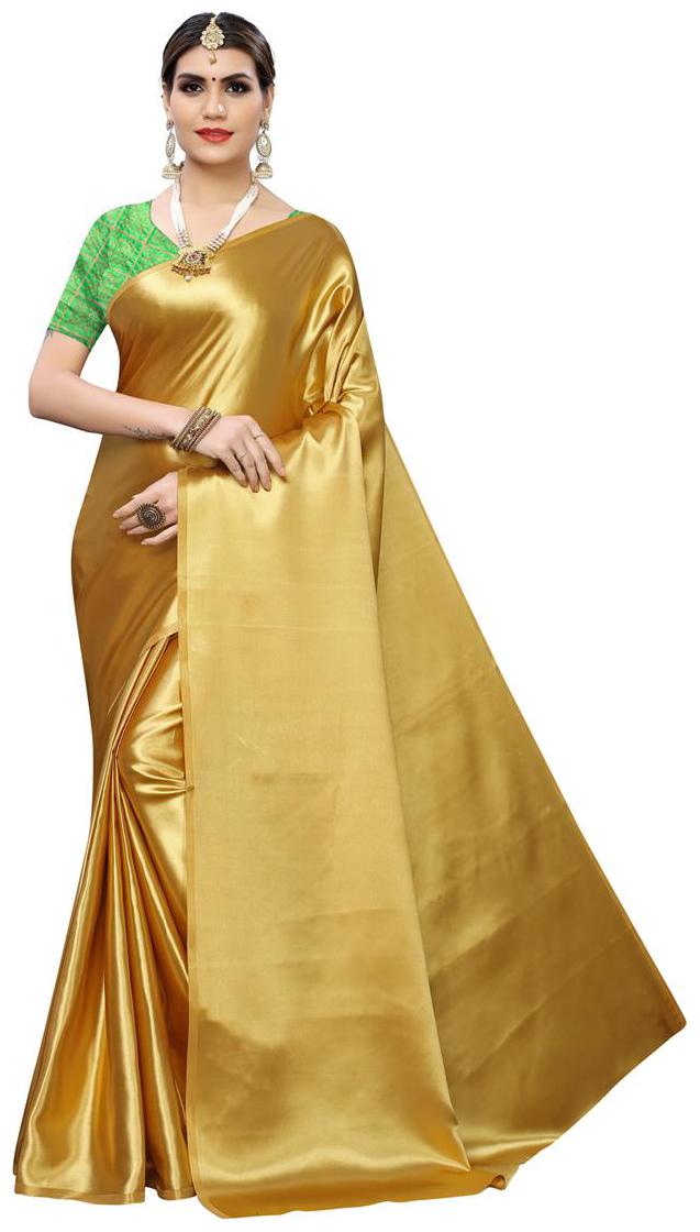 

Indian Beauty Satin Solid Golden Saree