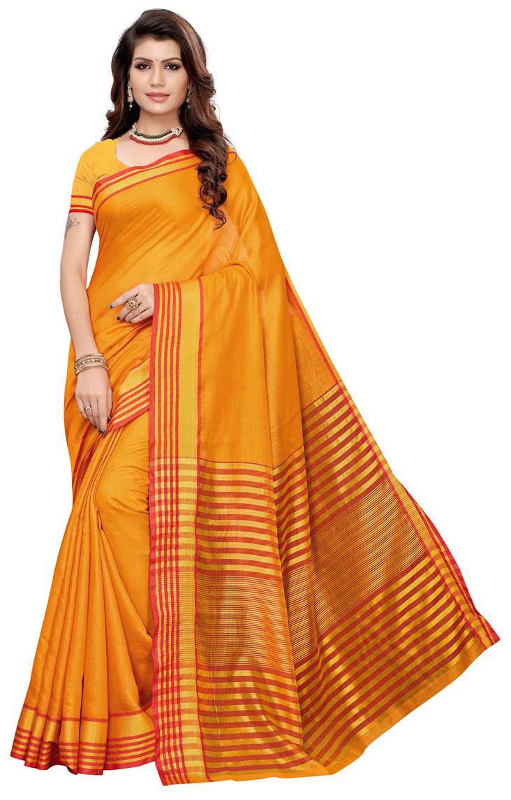 

Indian Beauty Mustard Solid Universal Regular Saree With Blouse With blouse