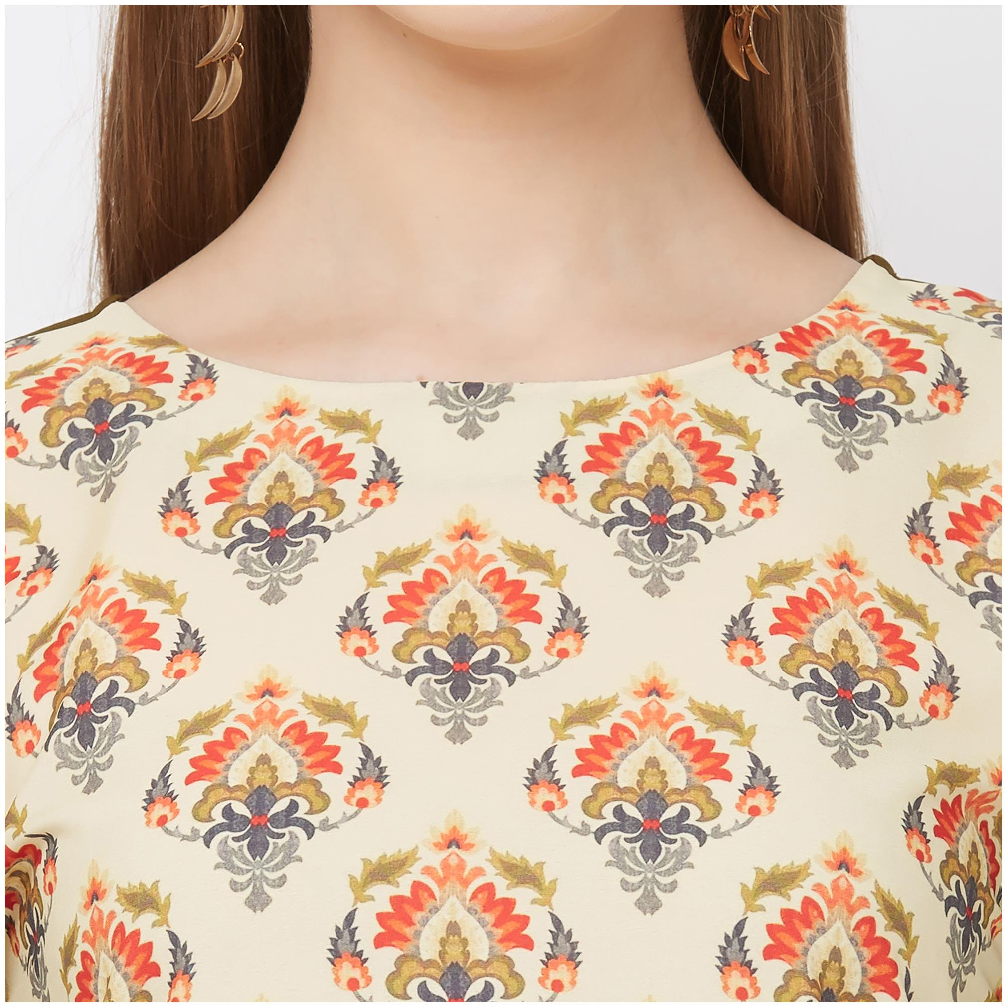 

Indian Beauty Women Crepe A Line Kurti -Green