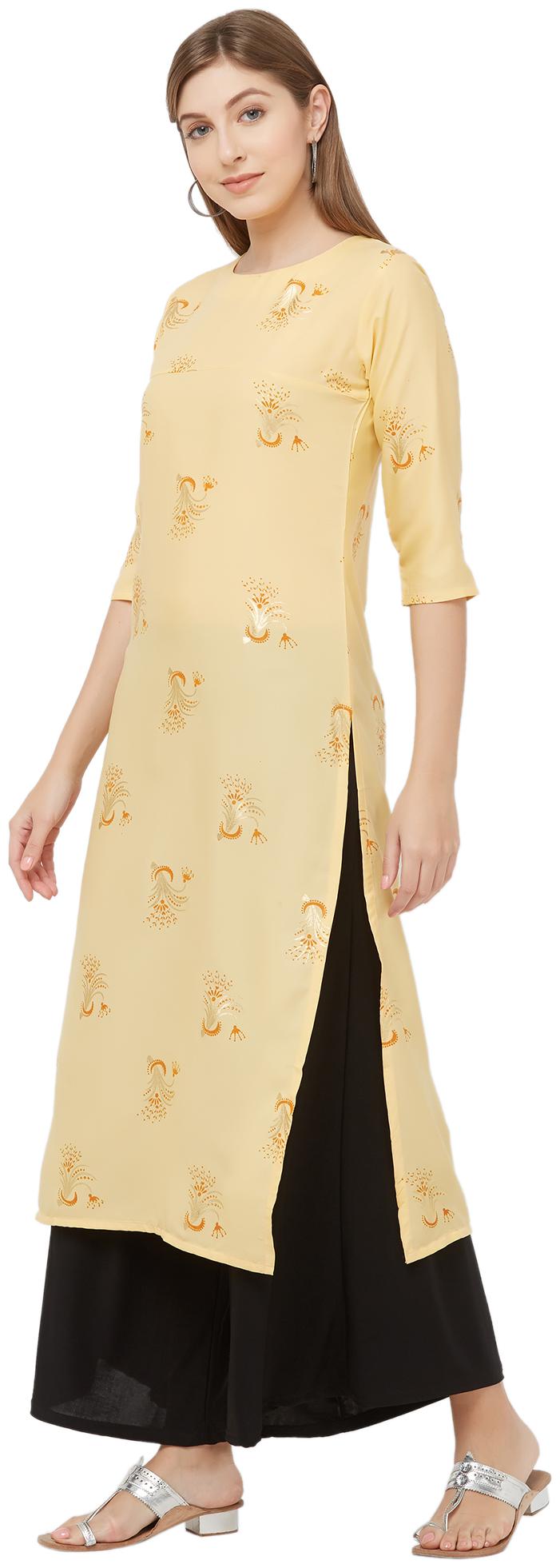 

Indian Beauty Women Crepe A Line Kurti -Beige