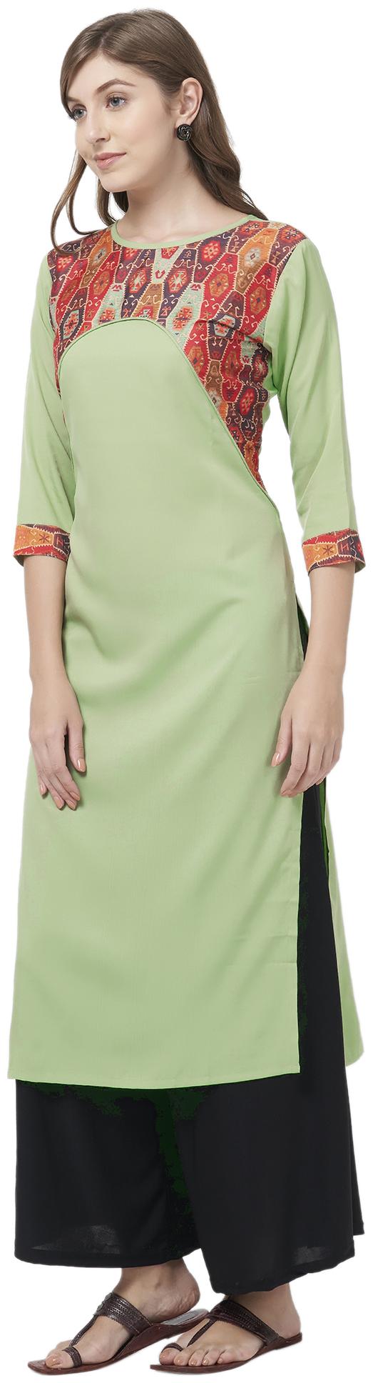 

Indian Beauty Women Crepe A Line Kurti -Multi