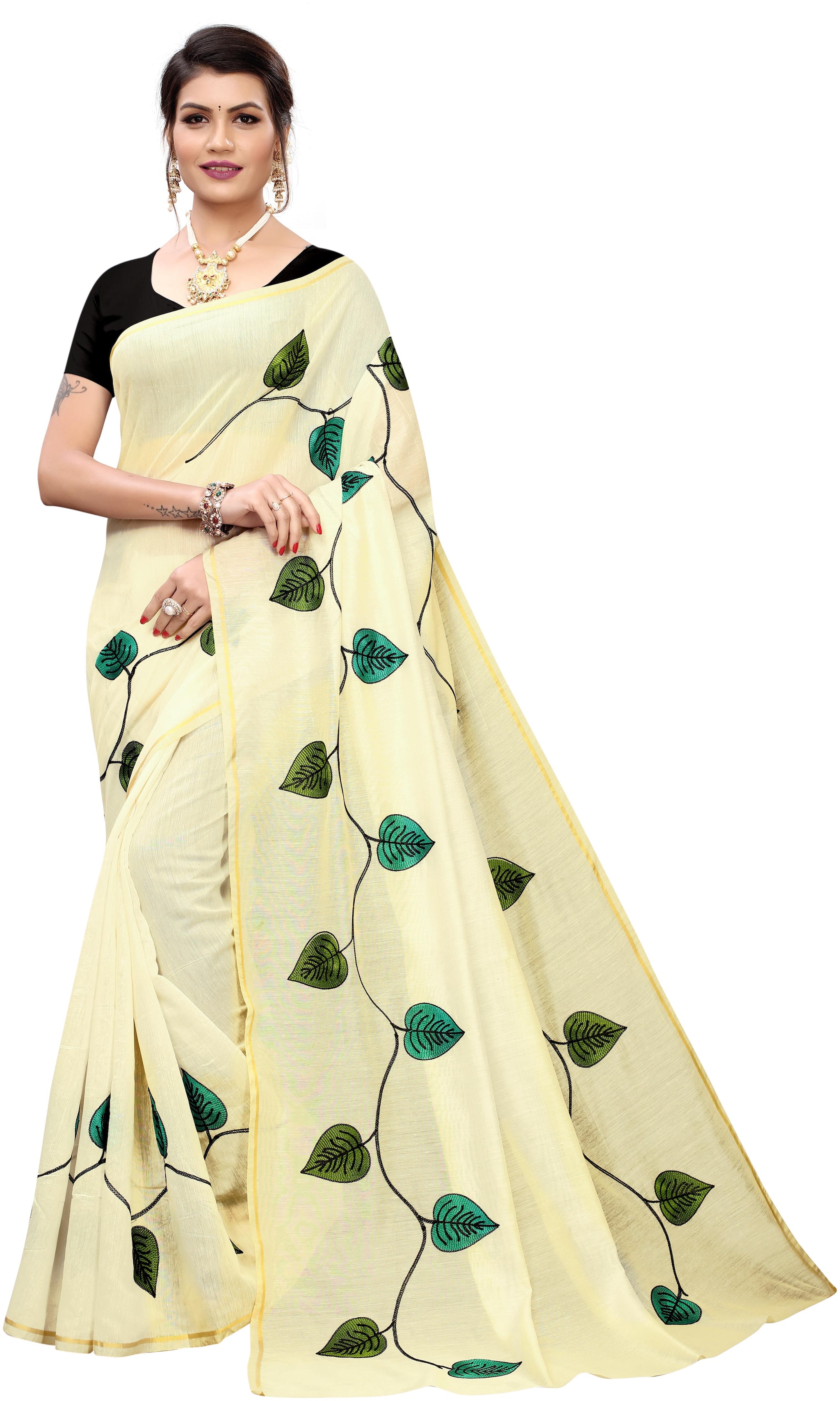 

Indian Beauty Women Blended Universal Saree Turquoise color