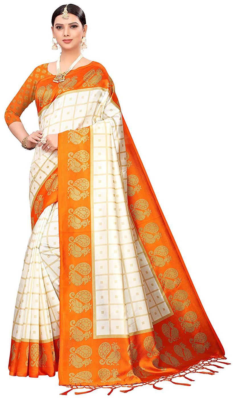 

Indian Beauty Women Checkered Saree with With Blouse (Multi)