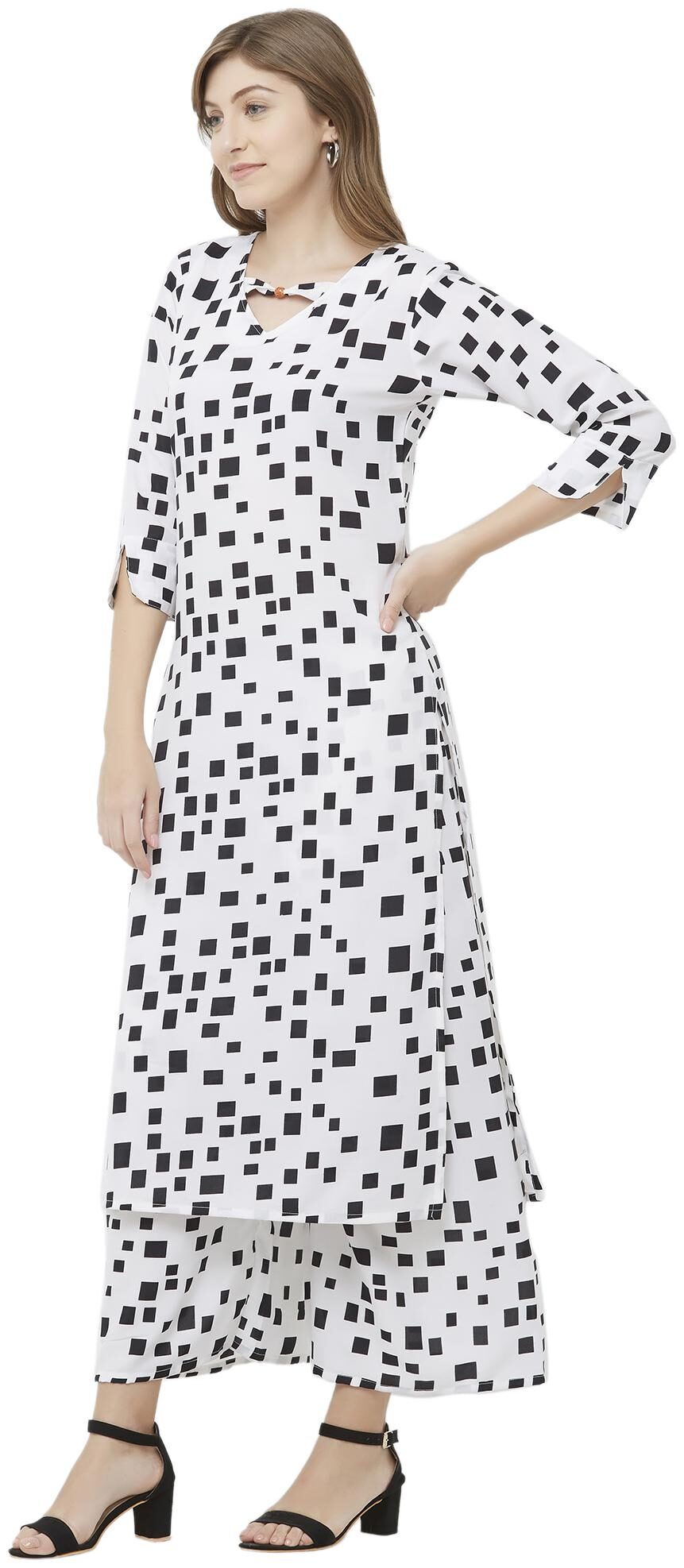 

Indian Beauty Women Crepe A Line Kurti -White