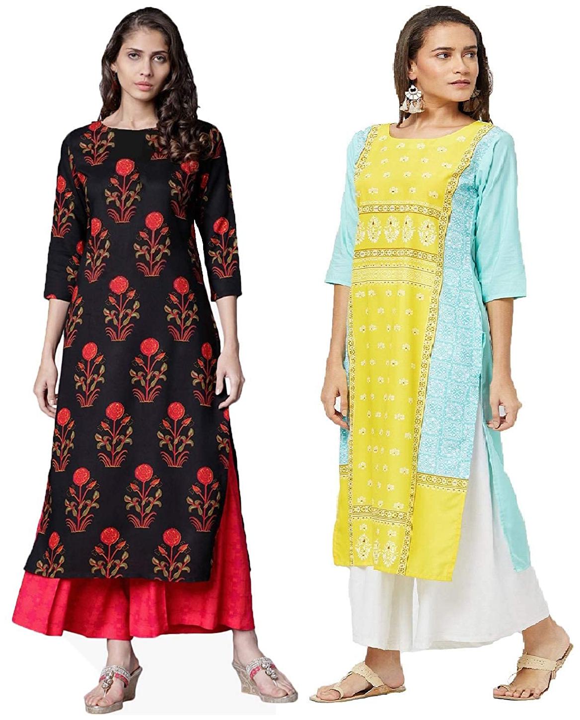 

Indian Beauty Women Multi Floral Regular Kurti