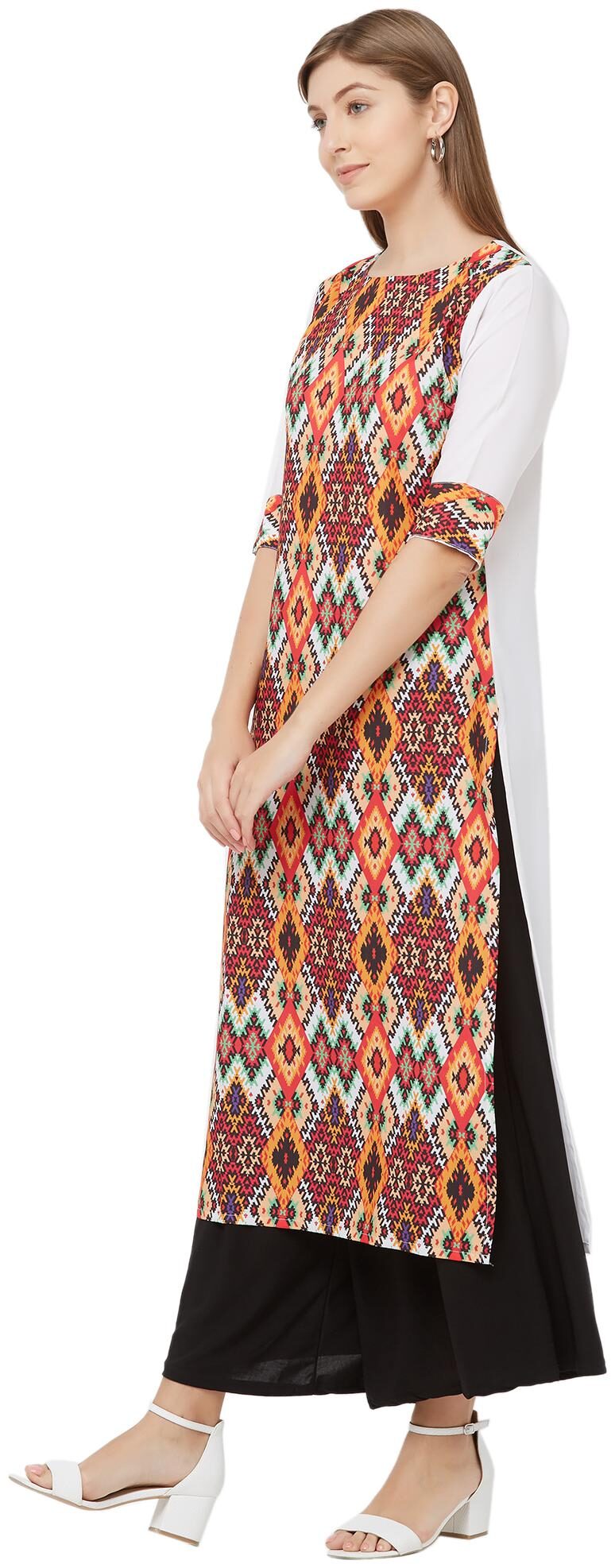 

Indian Beauty Women Crepe A Line Kurti -Multi