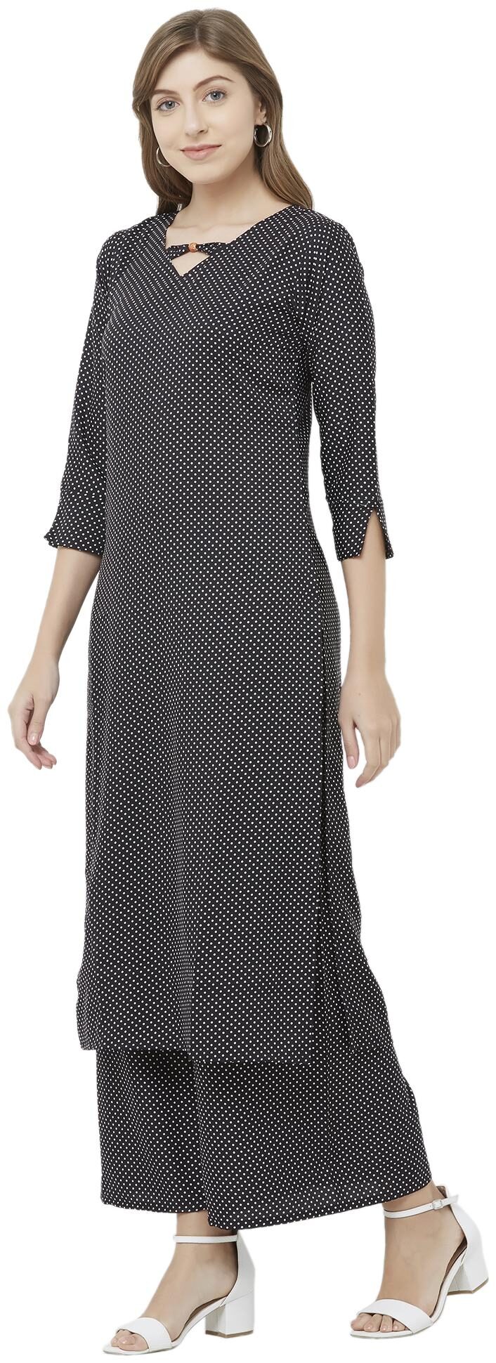 

Indian Beauty Women Crepe A Line Kurti -Black