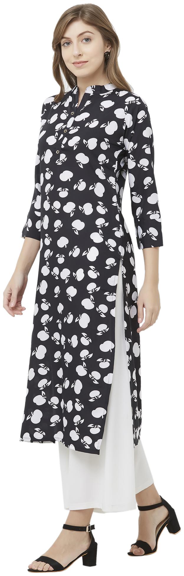 

Indian Beauty Women Crepe A Line Kurti -Black