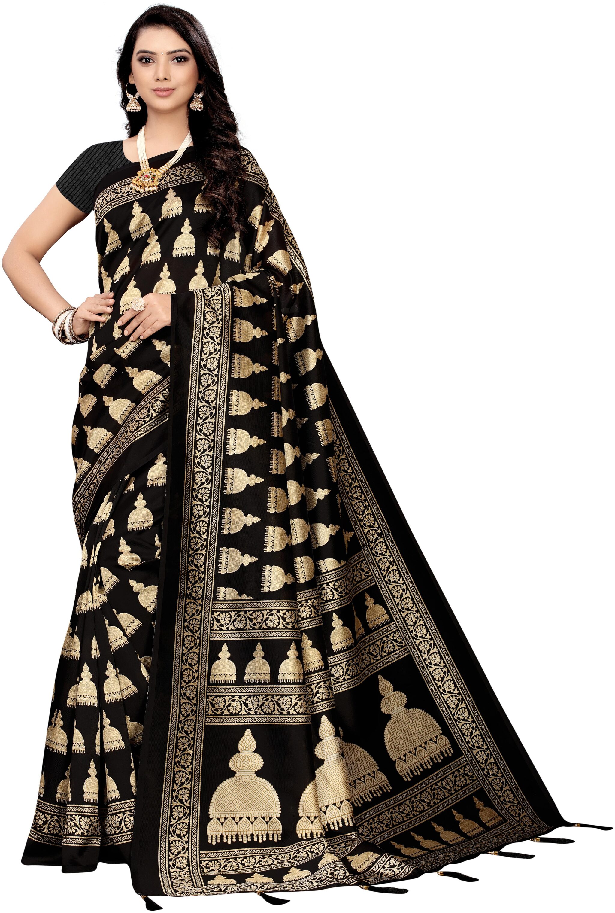 

Indian Beauty Blended Festive Universal Saree - Black