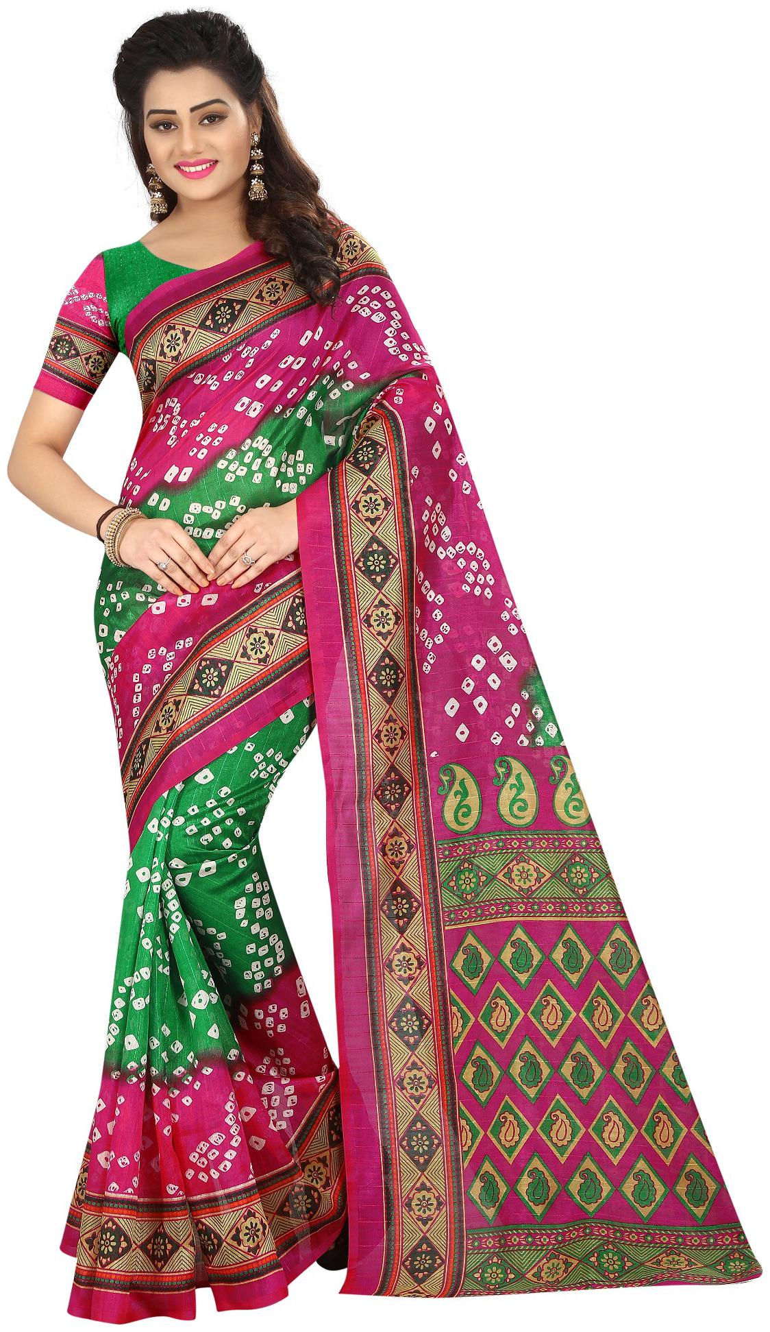 

Indian Beauty Printed Universal Sarees With Blouse Multi color