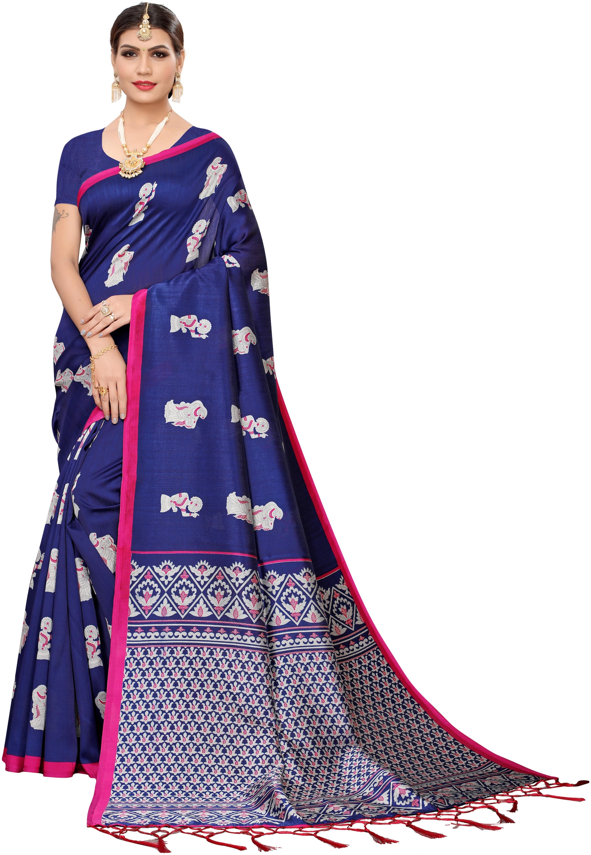 

Indian Beauty Blended Universal Work Saree Blue