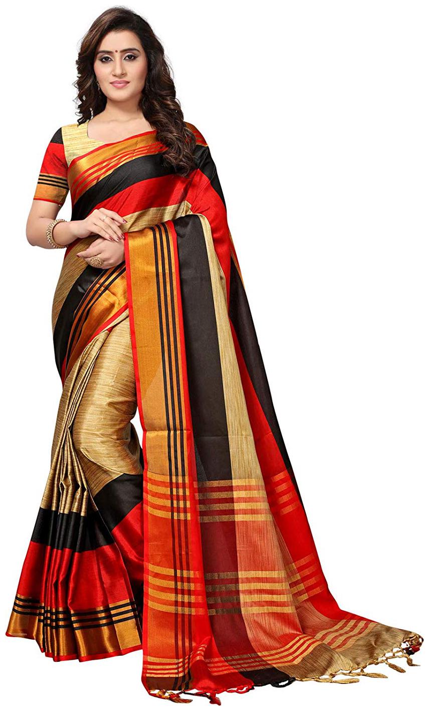 

Indian Beauty Red Woven Universal Designer Saree With Blouse With blouse
