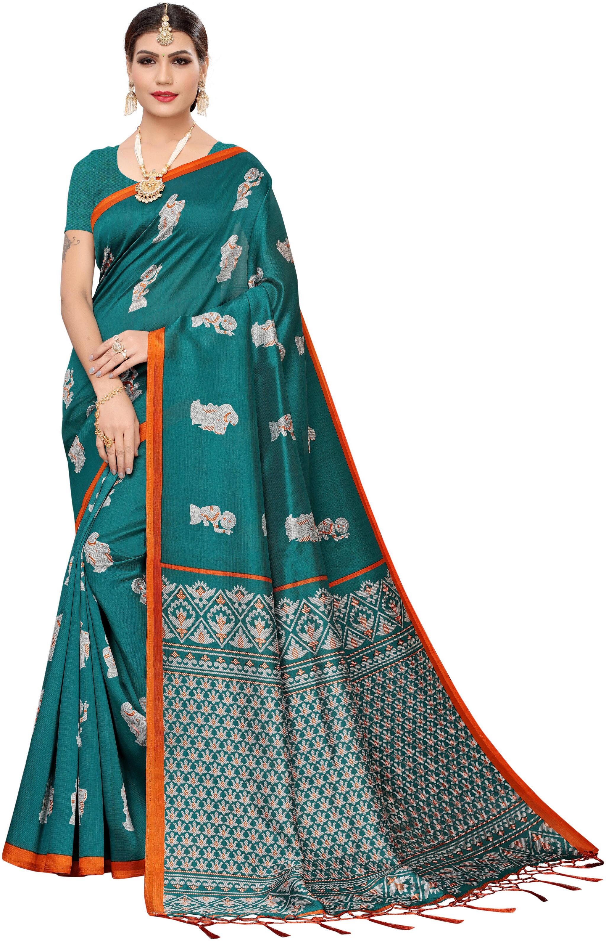 

Indian Beauty Blended Universal Work Saree Green