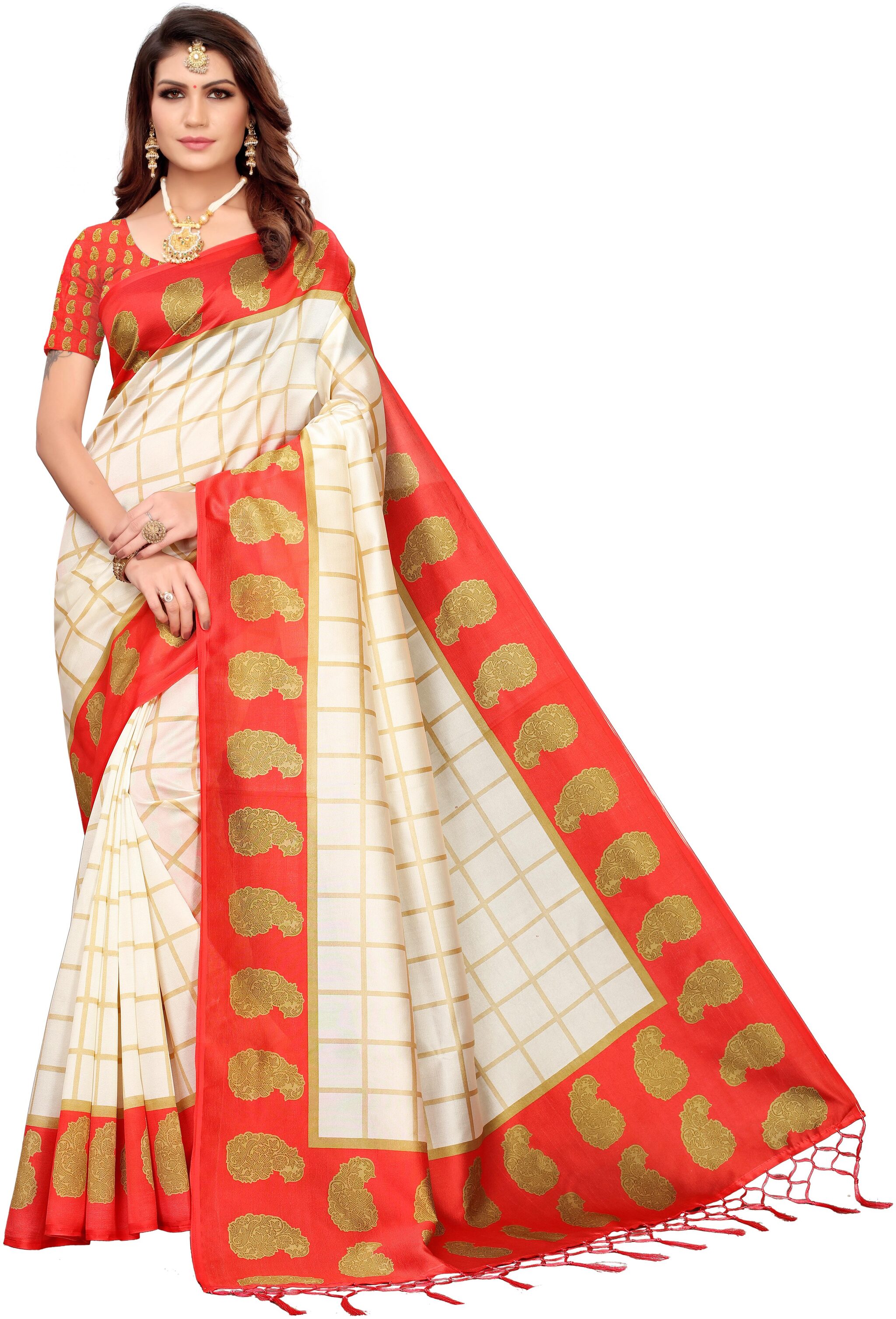 

Indian Beauty Women Silk Mysore Saree (Orange Beige)