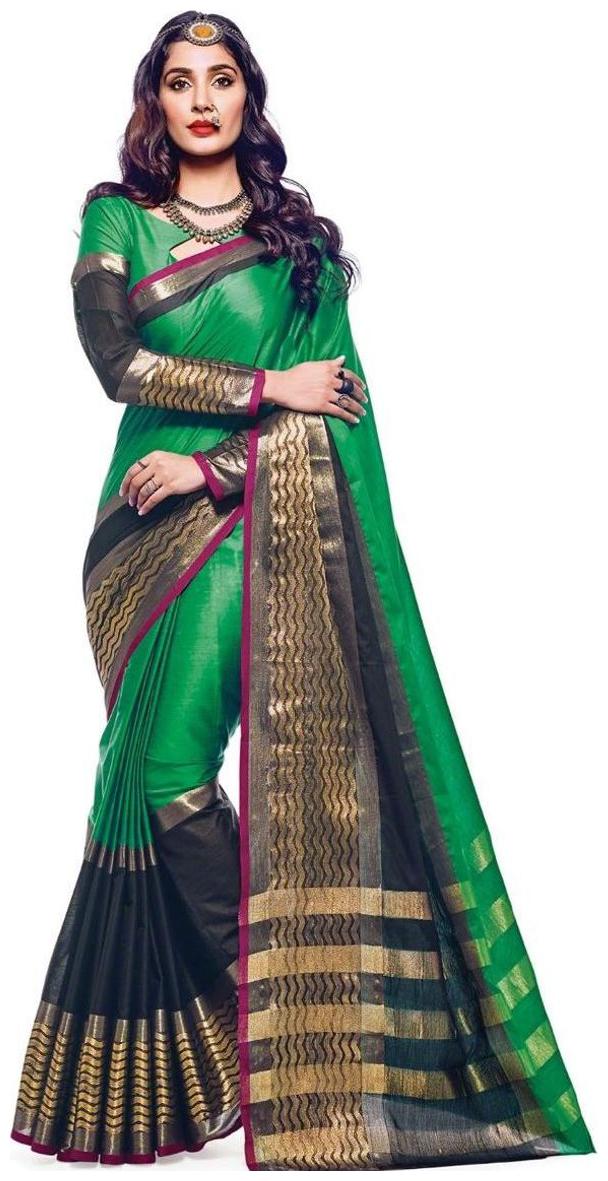 

Indian Beauty Green Woven Universal Regular Saree Without blouse