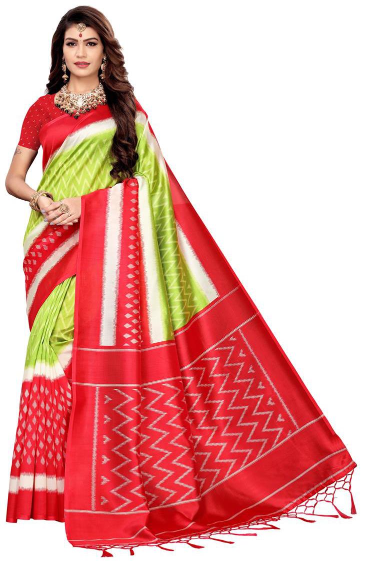 

Indian Beauty Women Silk Saree With Blouse Multi Color