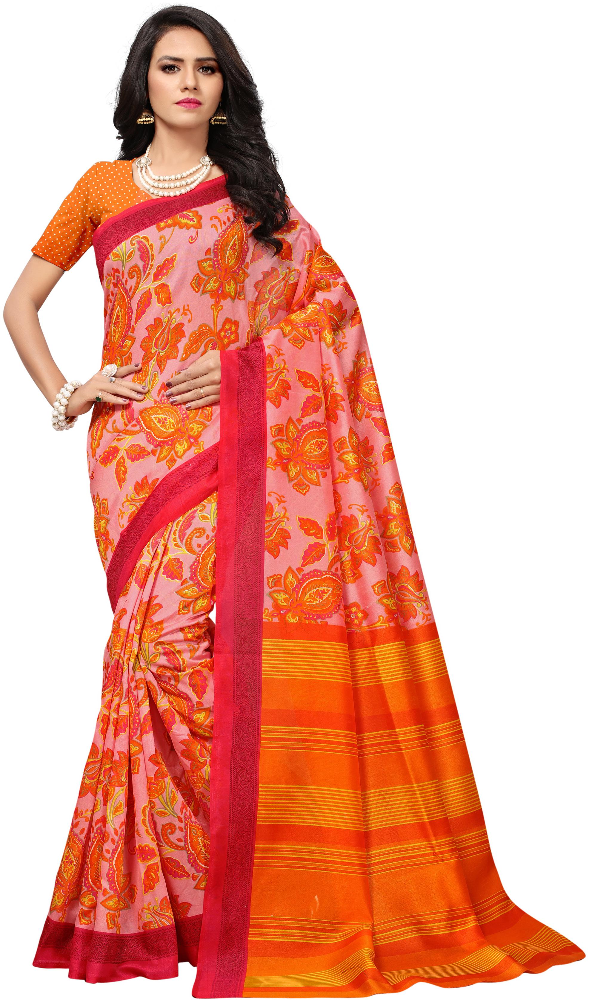 

Indian Beauty Women s Red Color Banglory Silk Printed Saree With Blouse