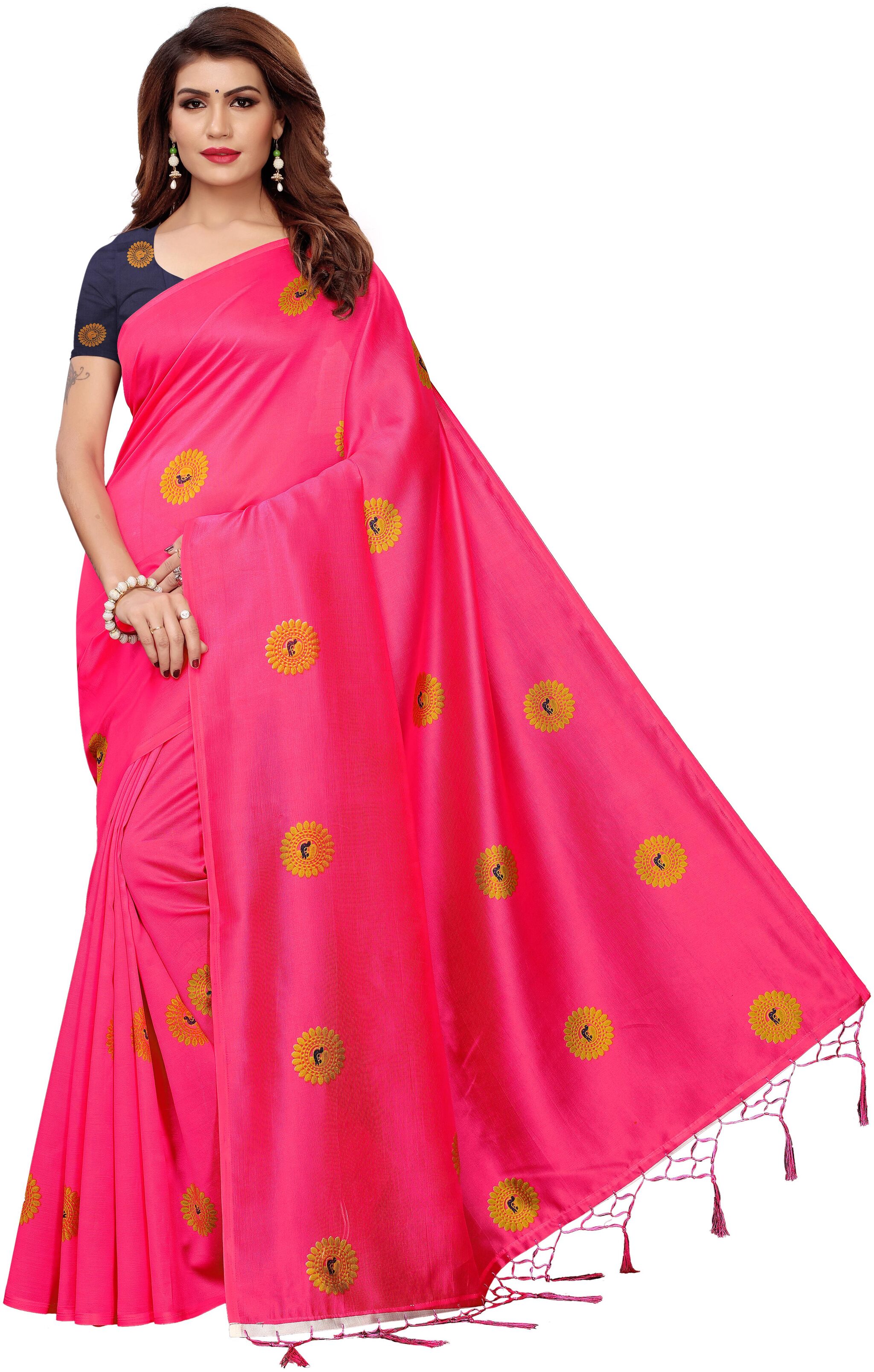 

Indian Beauty Blended Universal Work Saree Pink
