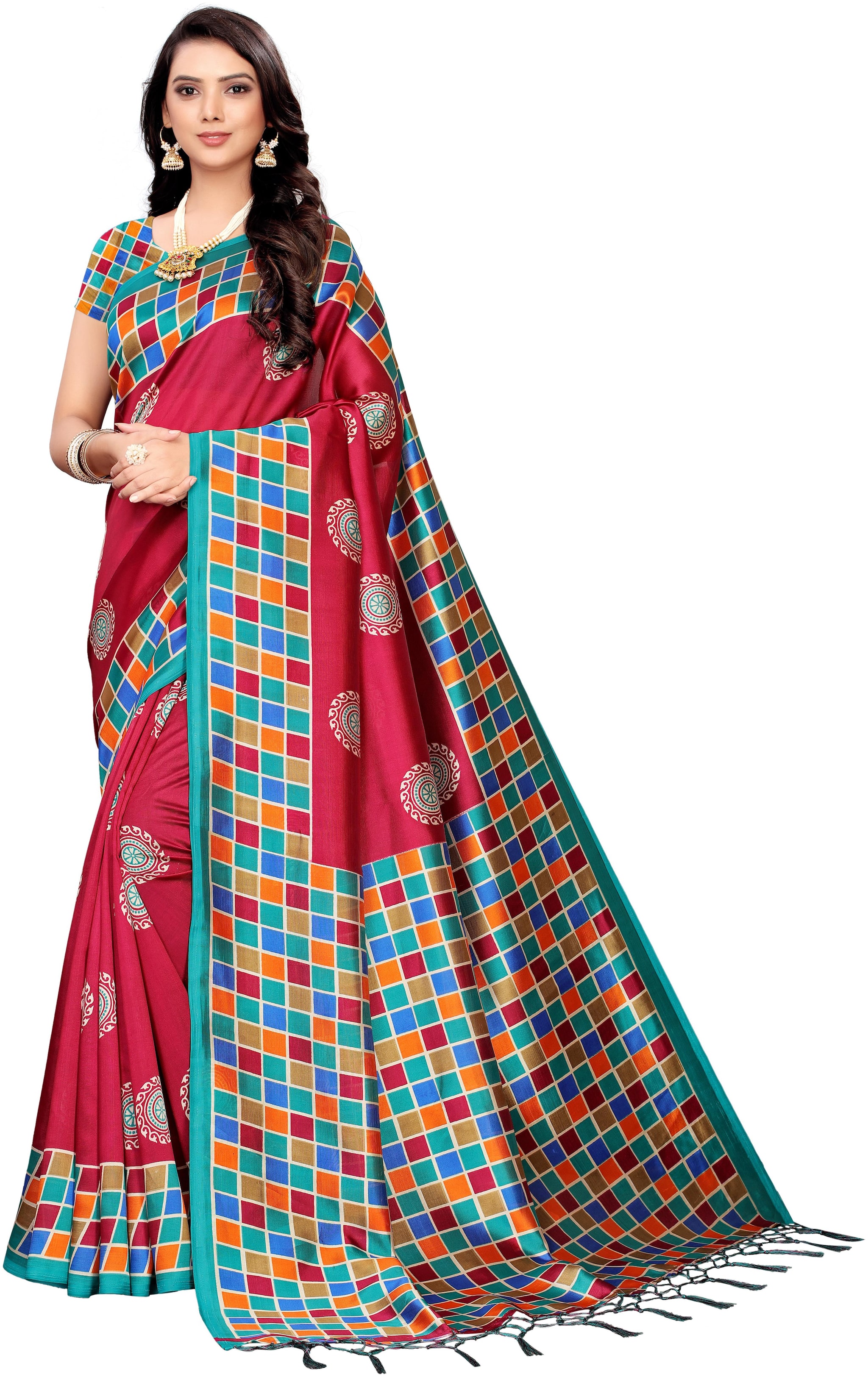 

Indian Beauty Blended Festive Universal Saree - Pink