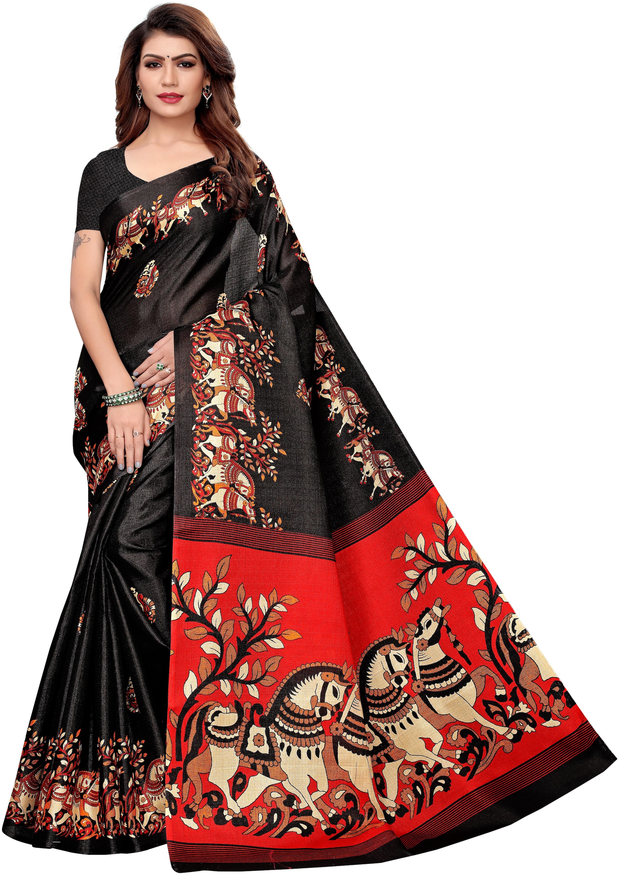 

Indian Beauty Silk Universal Black Sarees With Blouse