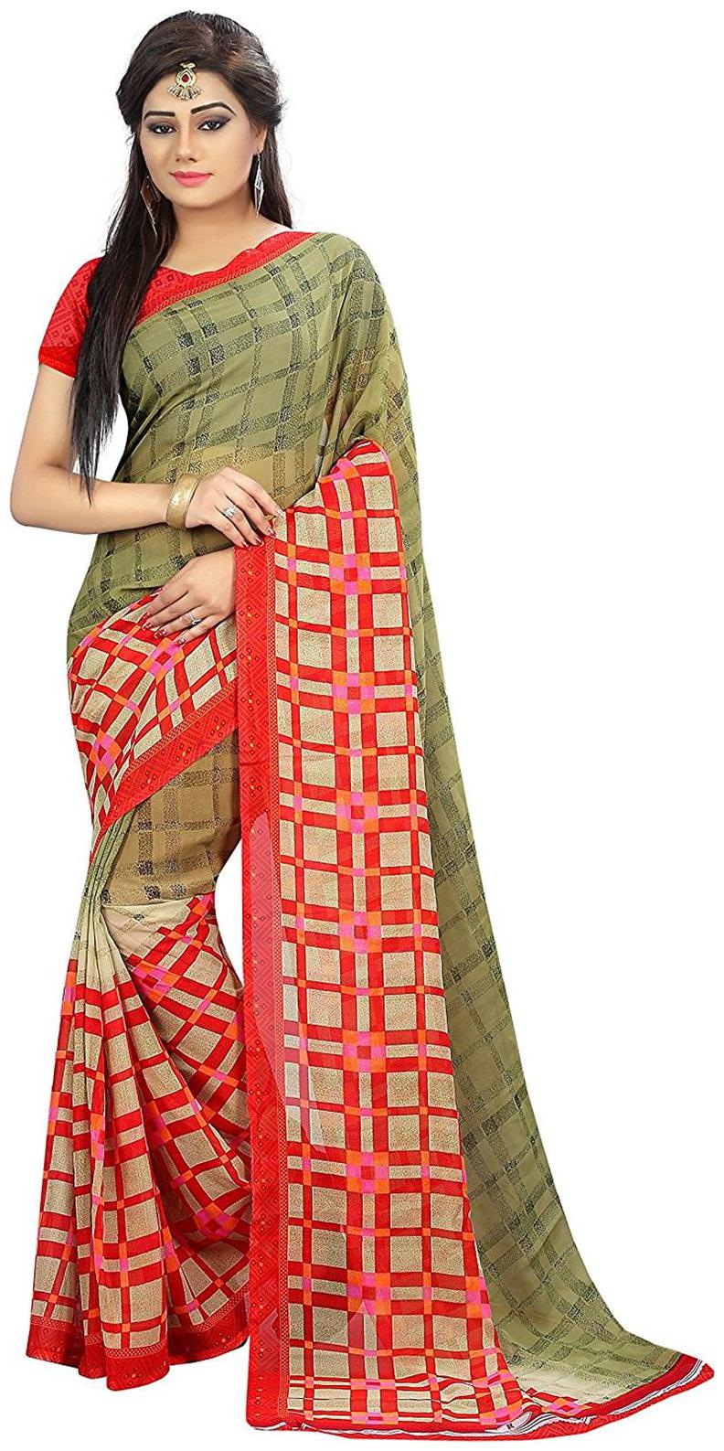 

Indian Beauty Printed Georgette With Blouse Saree