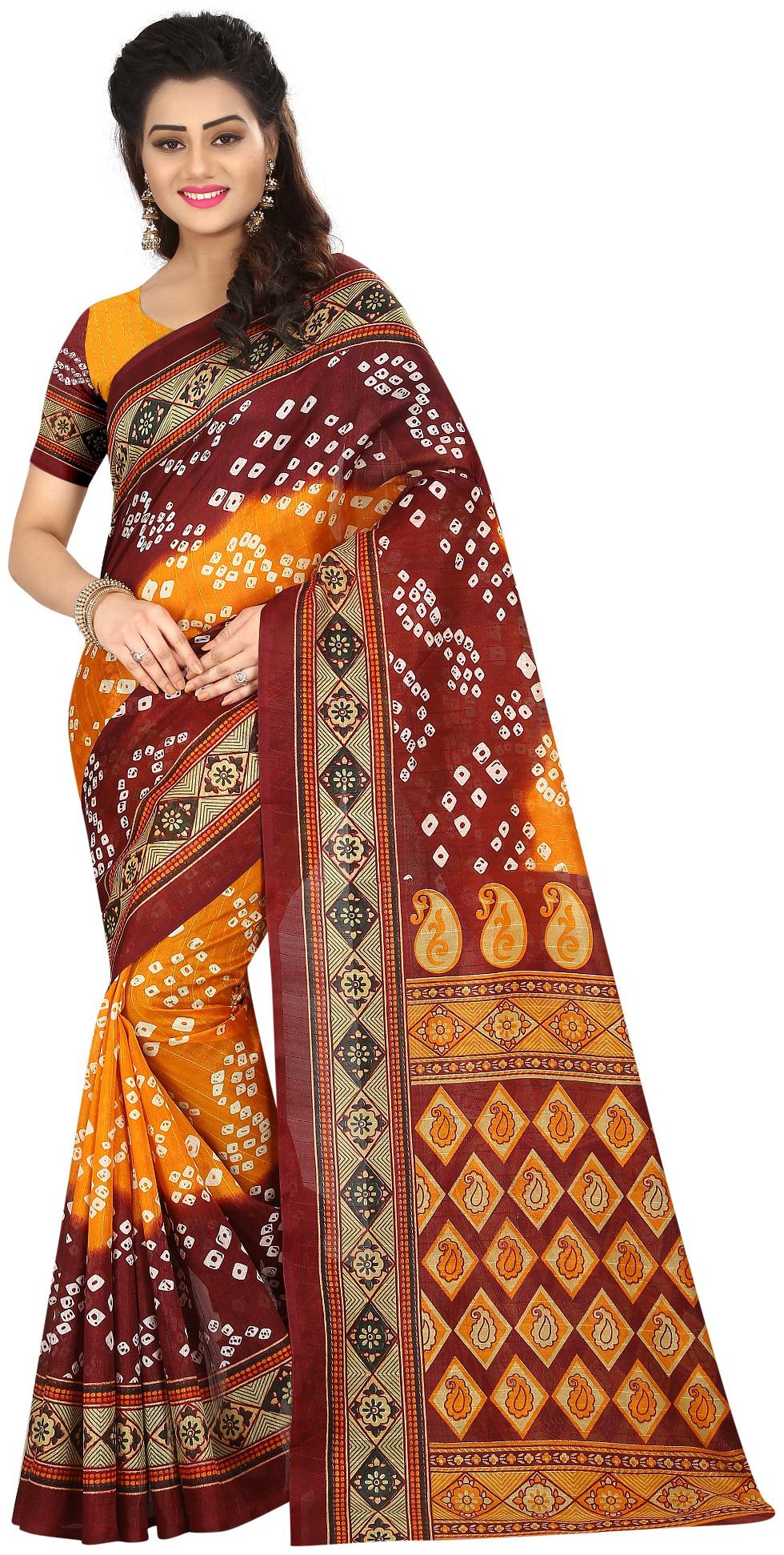 

Indian Beauty Printed Universal Sarees With Blouse Multi color