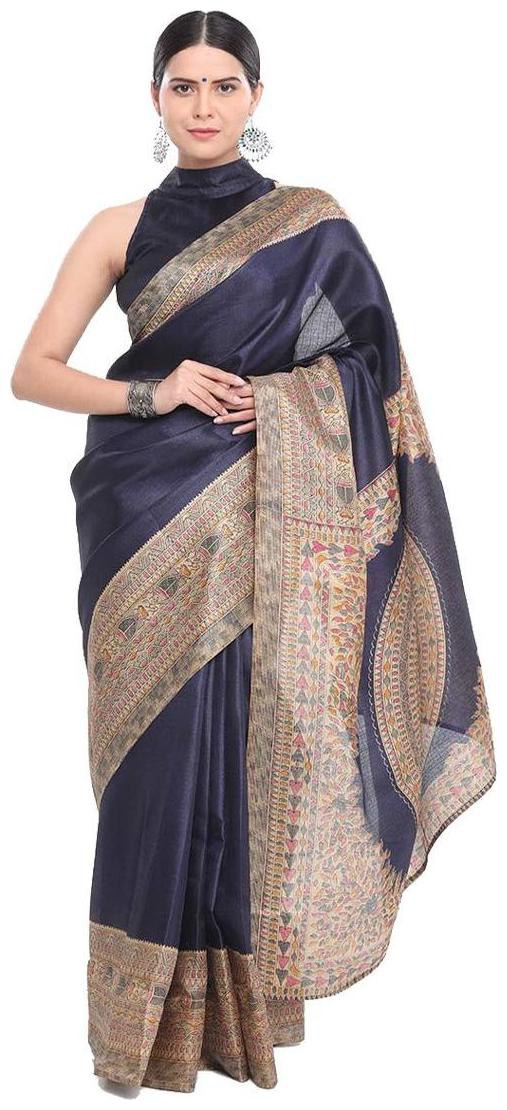 

Indian Beauty Women s Nice One Blue Color Khadi Silk Printed Saree
