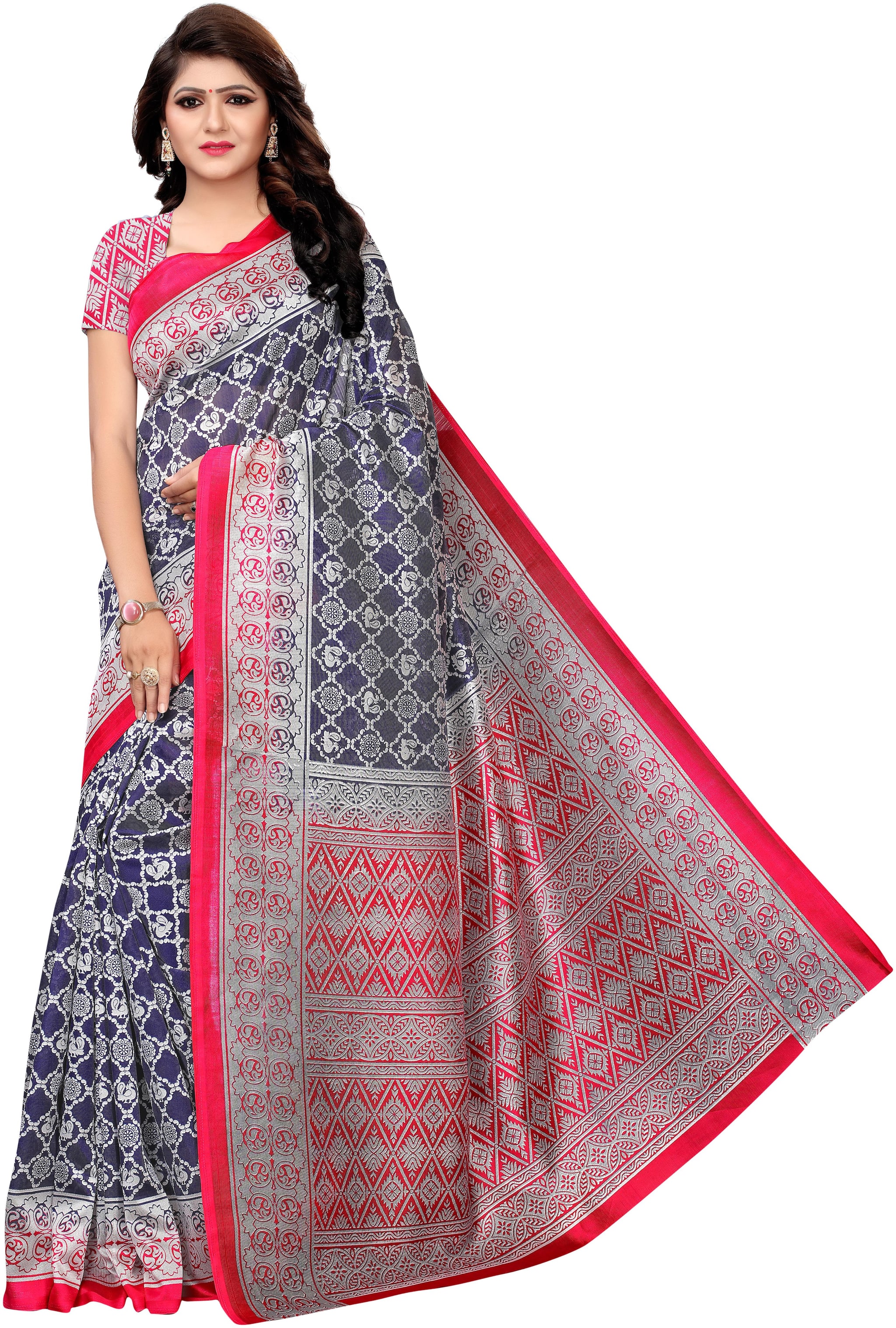 

Indian Beauty Silk Universal Blue Sarees With Blouse