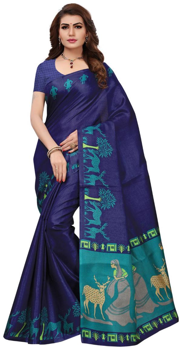 

Indian Beauty Women s Blue Color Mysore Silk With Tessals Saree With Blouse Piece