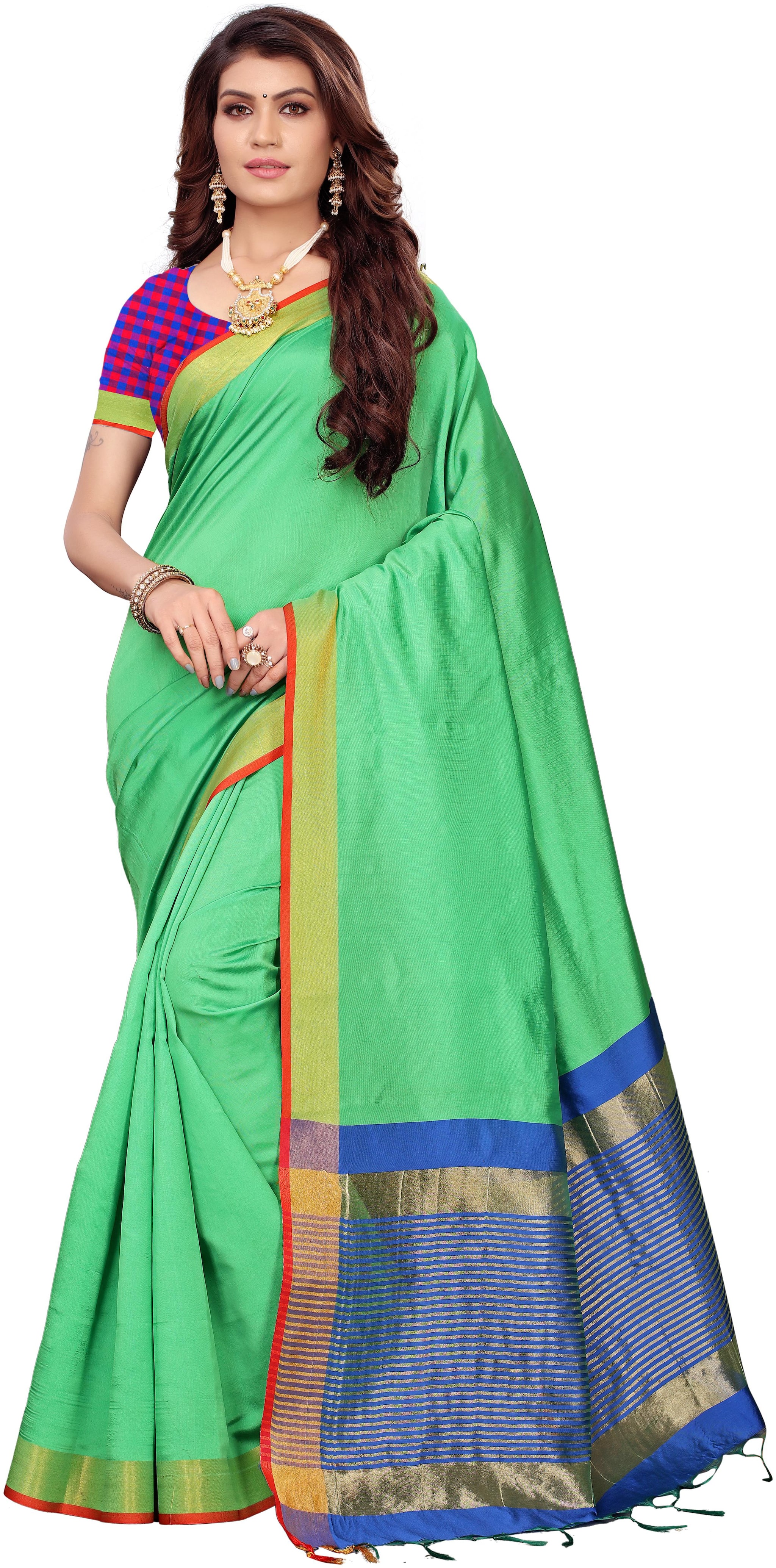 

Indian Beauty Blended Universal saree Green color