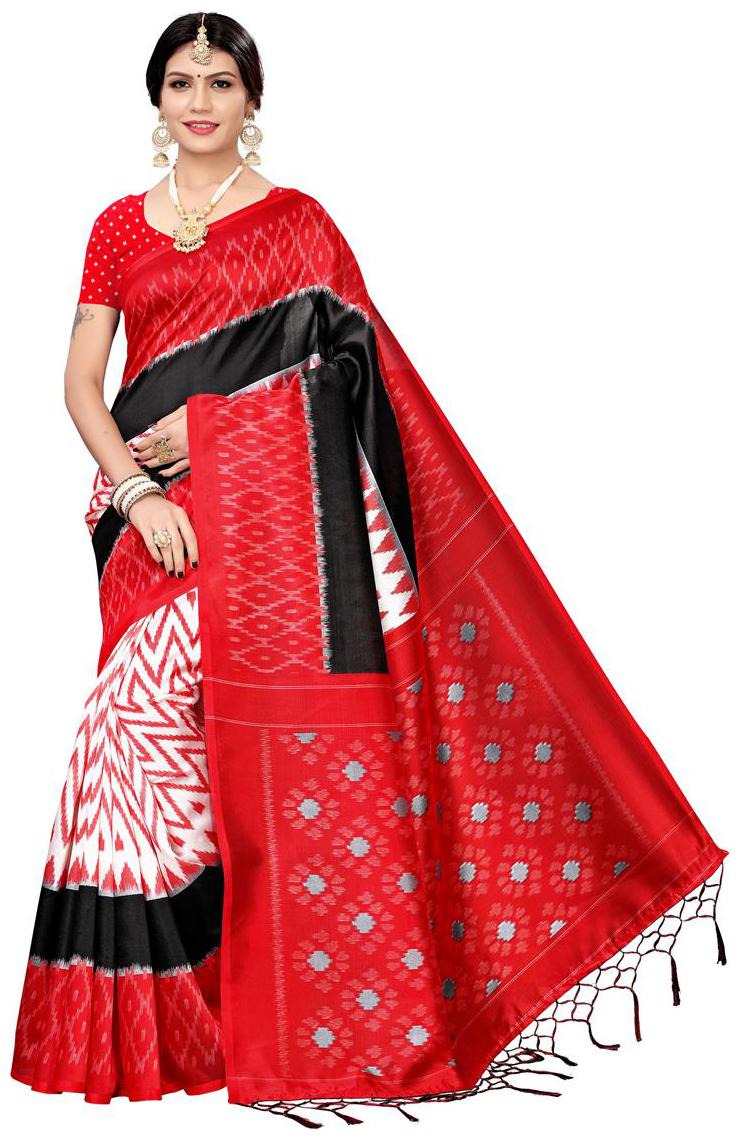

Indian Beauty Women Multi Color Mysore Silk Saree Border Tassels With Blouse Piece