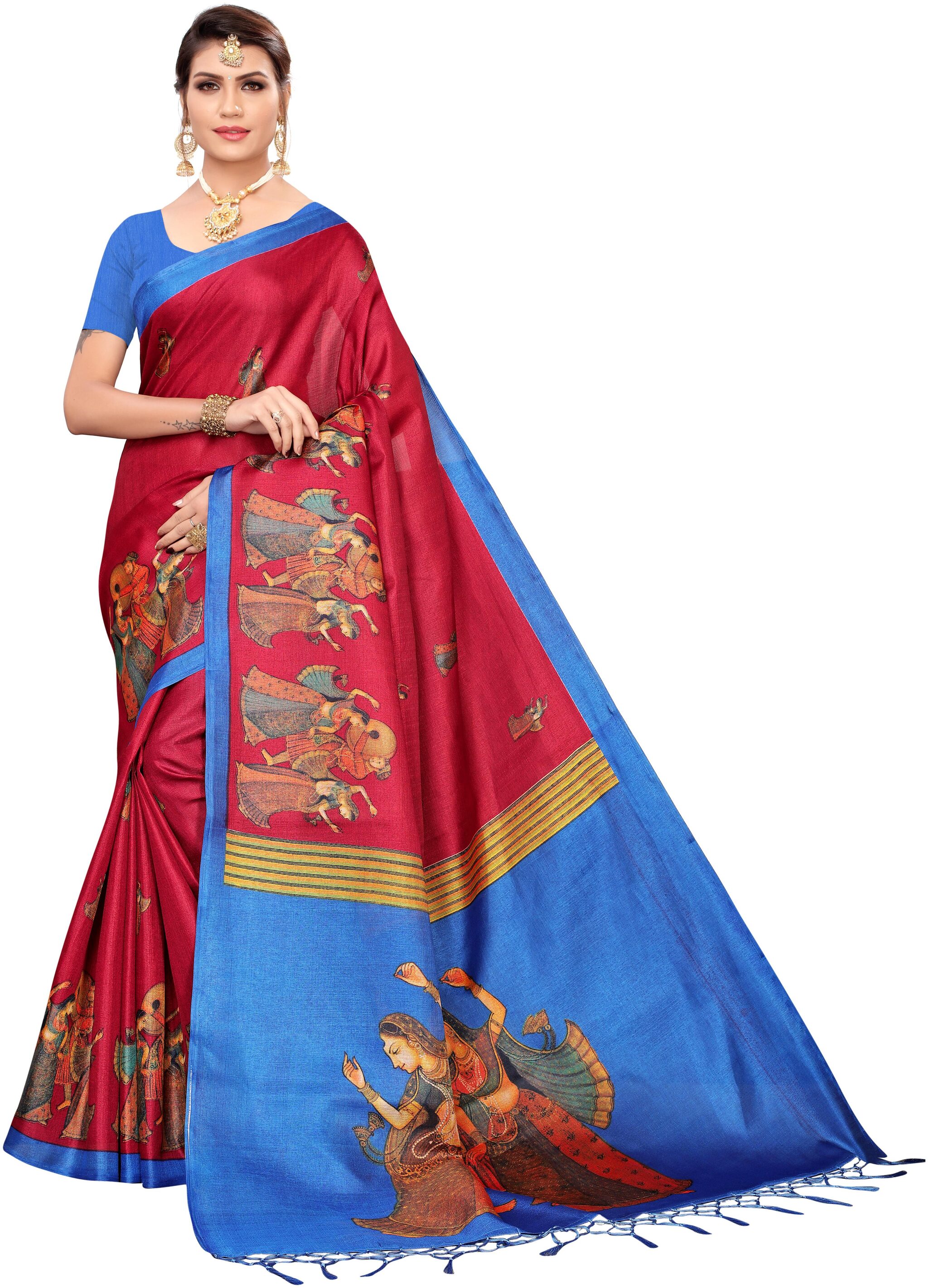 

Indian Beauty Blended Universal Mysore Saree Red color