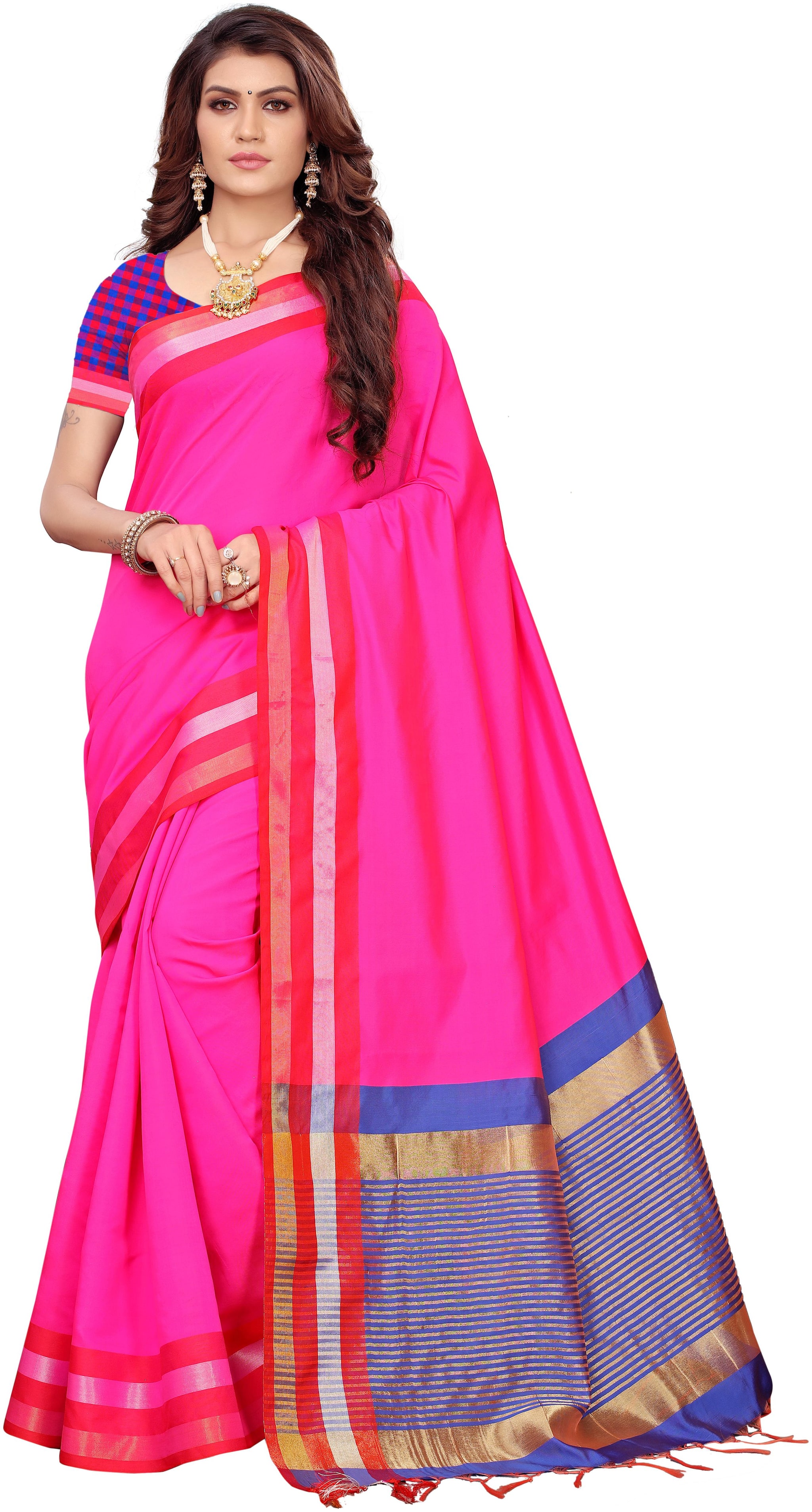 

Indian Beauty Blended Universal saree Pink color