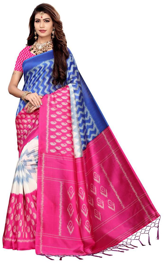 

Indian Beauty Women Pink Color Mysore Silk Saree Border Tassels With Blouse Piece