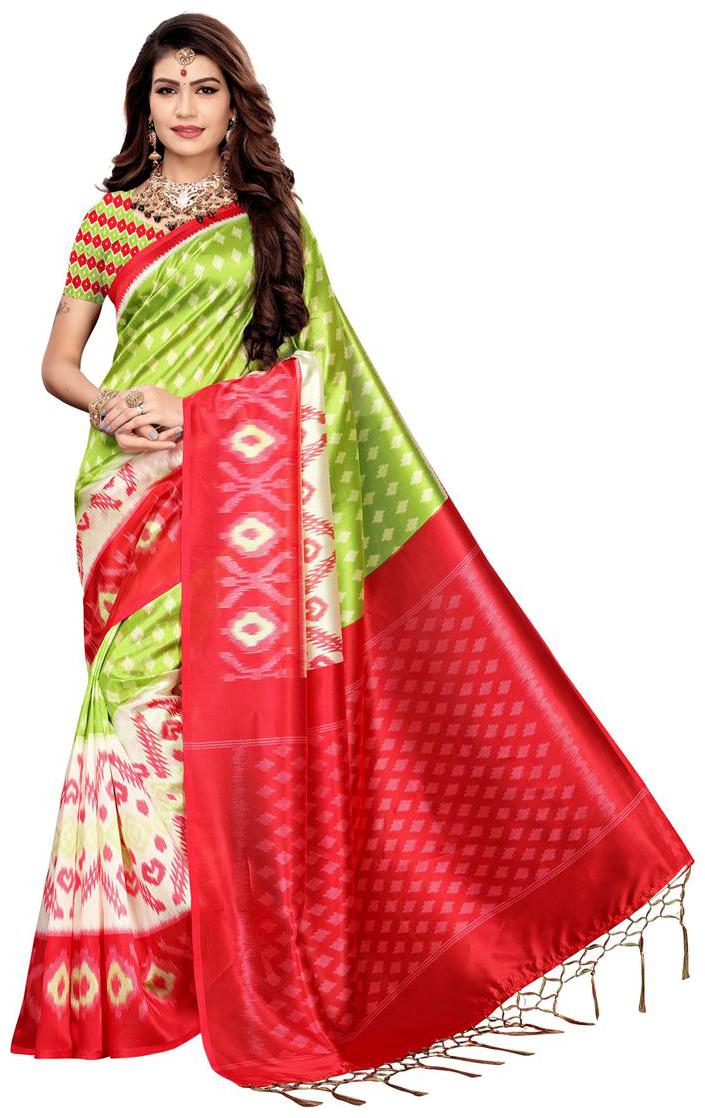 

Indian Beauty Women Silk Saree With Blouse Multi Color