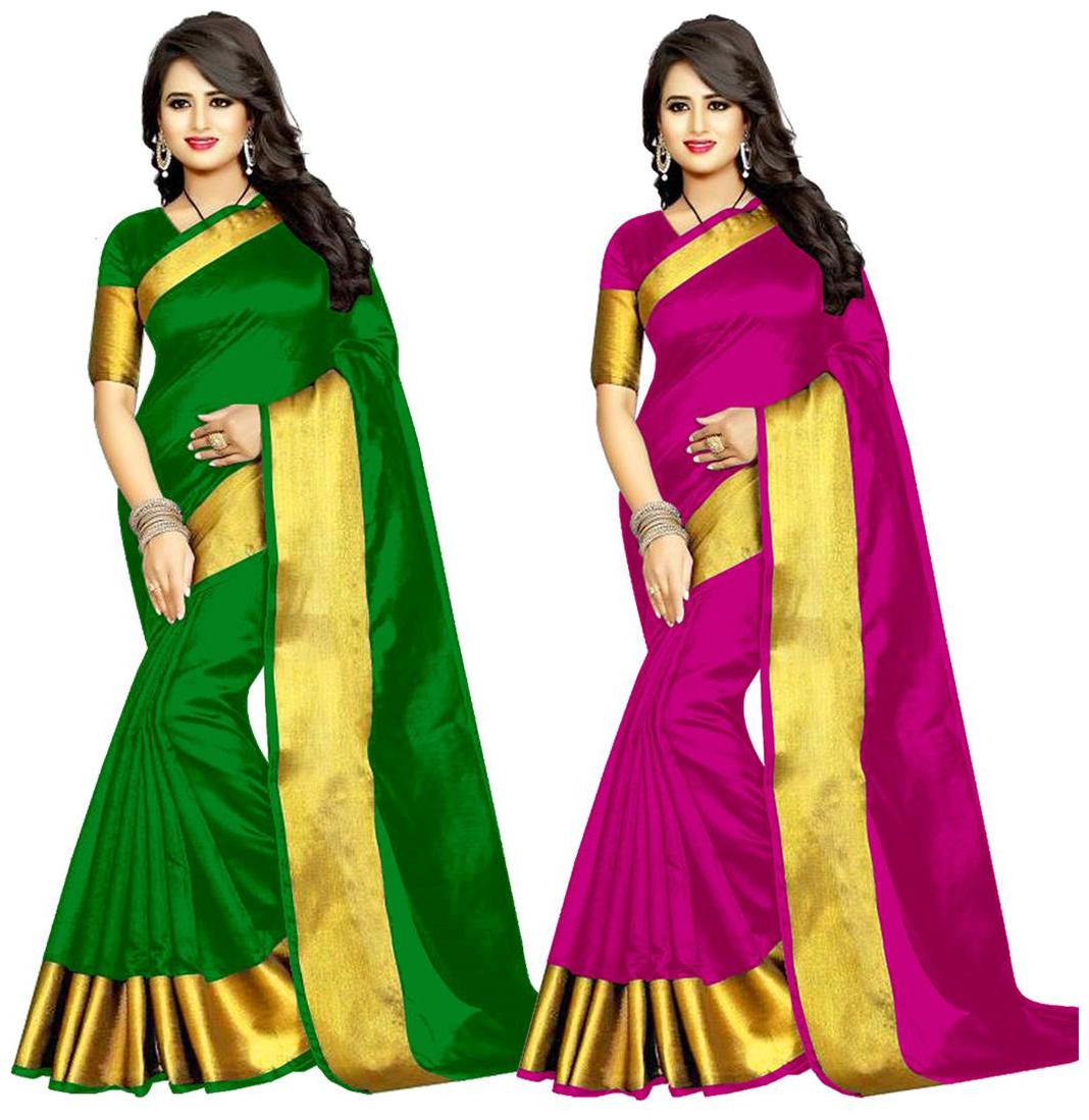 

Indian Beauty Women s Multi Color Tussar Silk (Pack Of 2) Sarees